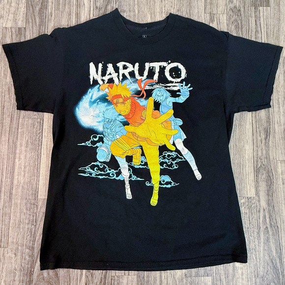 Vintage 2007 Naruto Shippuden T-Shirt Adult Large Black Anime Graphic Tee Rare - Picture 1 of 6